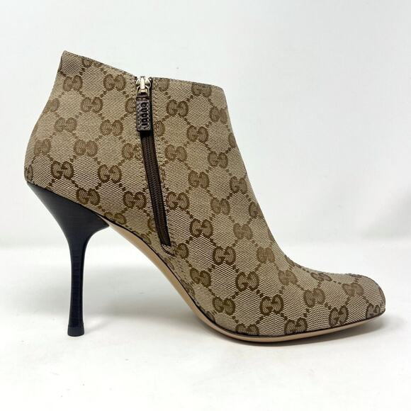 Gucci Vintage GG Monogram Brown Stiletto Booties – Size 9.5B - Picture 2 of 12